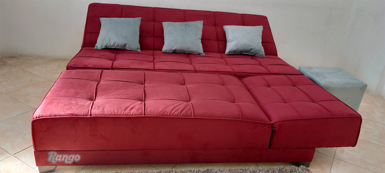 Rango L-Shape Sofa Bed (2.60×1.65 cm) for Living Rooms & Small Spaces - burgundy