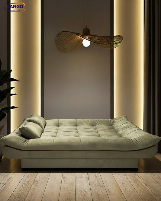 "Sofa bed by Rango Furniture, perfect for living rooms, guest rooms, and small spaces. Size: 120×190 cm, Color: Beige
