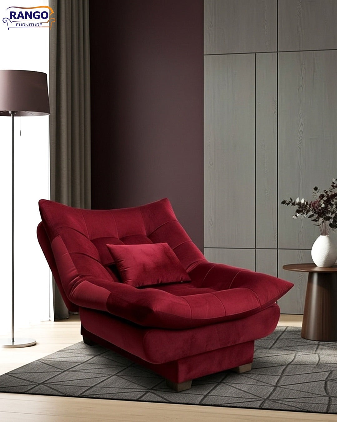 Rango Chair for Home, Office, Space Saving, Elegant Design, 90cm, Wood, burgundy