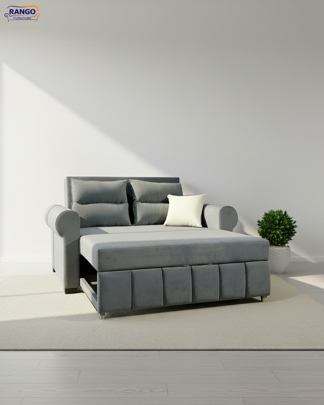 Rango Furniture Sofa Bed Drawer 1.50Width 85 cm Depth Bed Length 1.85cm Color gray