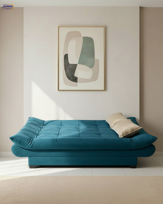 "Sofa bed by Rango Furniture, perfect for living rooms, guest rooms, and small spaces. Size: 120×190 cm, Color: Teal