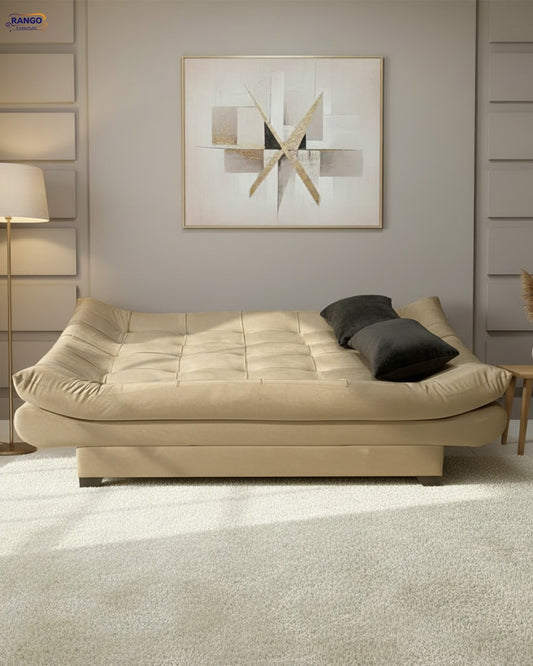 "Sofa bed by Rango Furniture, perfect for living rooms, guest rooms, and small spaces. Size: 120×190 cm, Color: Coffe