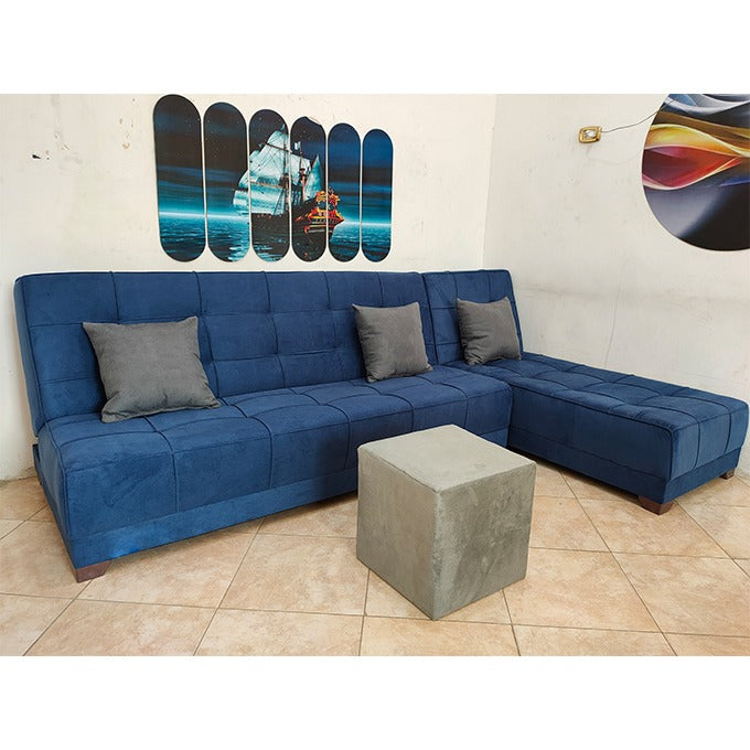 Rango L-Shape Sofa Bed (2.60×1.65 cm) for Living Rooms & Small Spaces - Navy