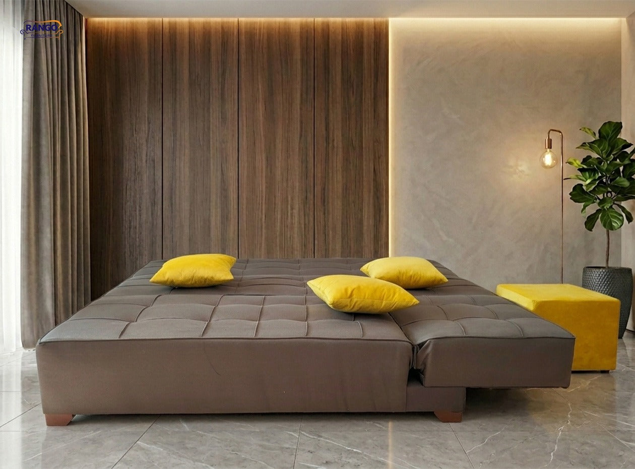 Rango L-Shape Sofa Bed (2.60×1.65 cm) for Living Rooms & Small Spaces - Brown