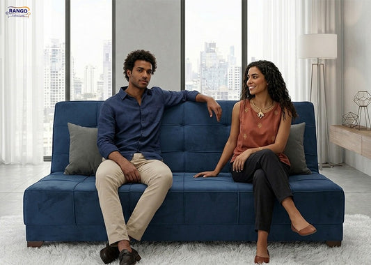 Rango Sofa Bed Used in Living Room, Guests and Small Spaces Furniture 120 x 190 cm navy