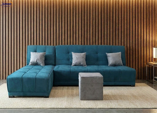Rango L-Shape Sofa Bed (2.60×1.65 cm) for Living Rooms & Small Spaces - Teal