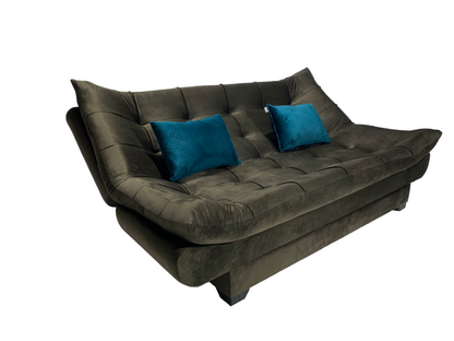 "Sofa bed by Rango Furniture, perfect for living rooms, guest rooms, and small spaces. Size: 120×190 cm, Color: Brown.