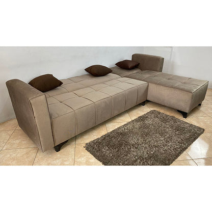 Rango L-Shape Sofa Bed (2.90×1.65 cm) for Living Rooms & Small Spaces - Coffe