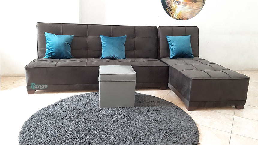 Rango L-Shape Sofa Bed (2.60×1.65 cm) for Living Rooms & Small Spaces - Brown