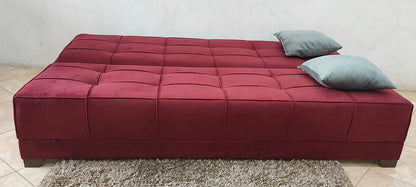 "Sofa bed by Rango Furniture, perfect for living rooms, guest rooms, and small spaces. Size: 120×190 cm, Color: burgundy