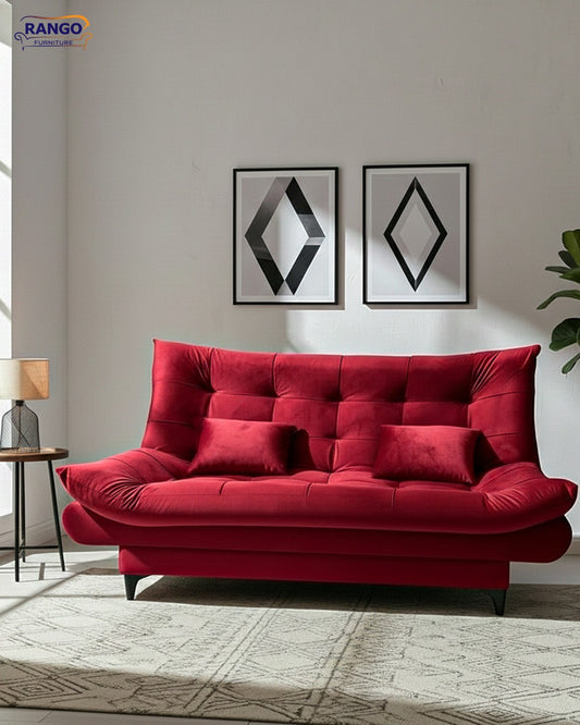 "Sofa bed by Rango Furniture, perfect for living rooms, guest rooms, and small spaces. Size: 120×190 cm, Color: Burgundy .