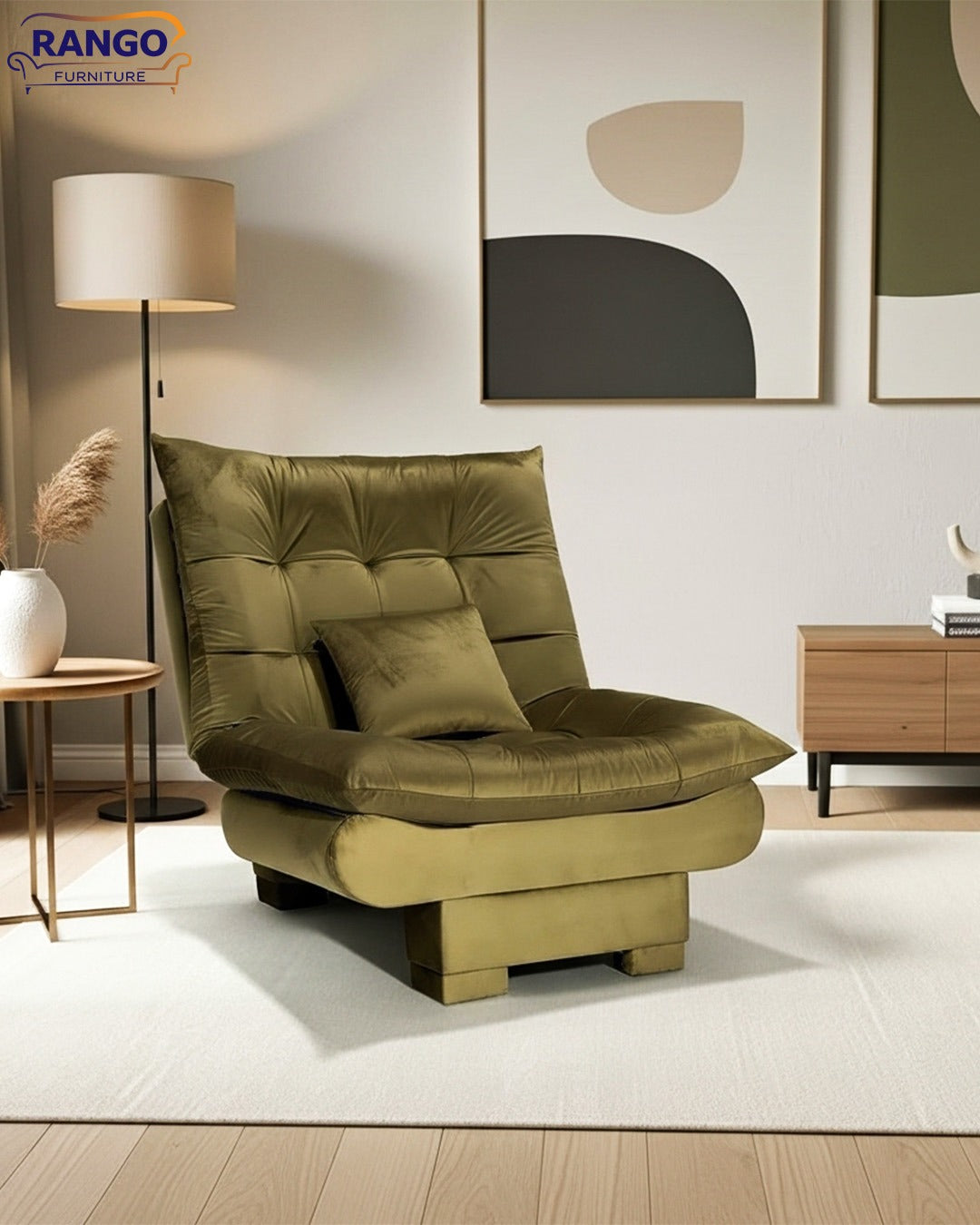 Rango Chair for Home, Office, Space Saving, Elegant Design, 90cm, Wood, Color coffe