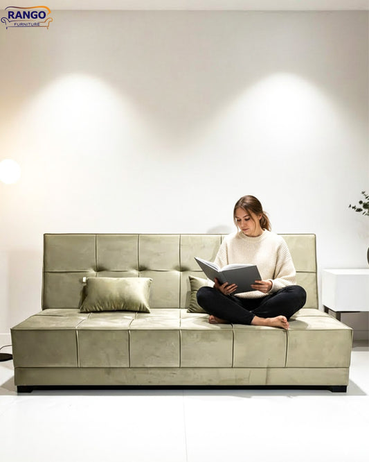 "Sofa bed by Rango Furniture, perfect for living rooms, guest rooms, and small spaces. Size: 120×190 cm, Color:Beige