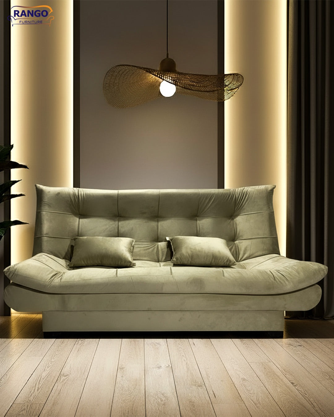 "Sofa bed by Rango Furniture, perfect for living rooms, guest rooms, and small spaces. Size: 120×190 cm, Color: Beige