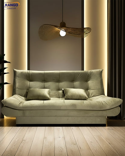 "Sofa bed by Rango Furniture, perfect for living rooms, guest rooms, and small spaces. Size: 120×190 cm, Color: Beige
