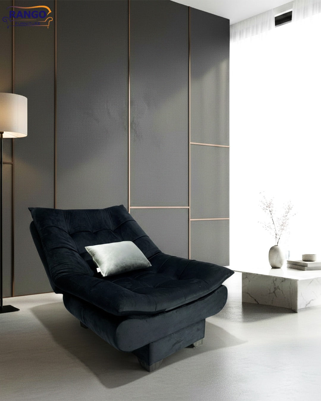 Rango Chair for Home, Office, Space Saving, Elegant Design, 90cm, Wood, Color Black