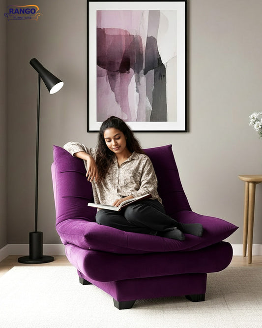 Rango Chair for Home, Office, Space Saving, Elegant Design, 90cm, Wood, Purple.