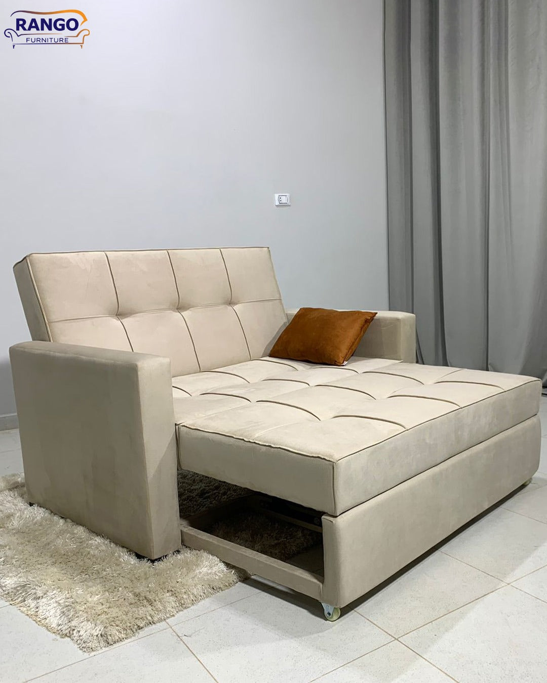 Rango Furniture Sofa Bed Drawer Beige 1.50Width 85 cm Depth Bed Length 1.85cm