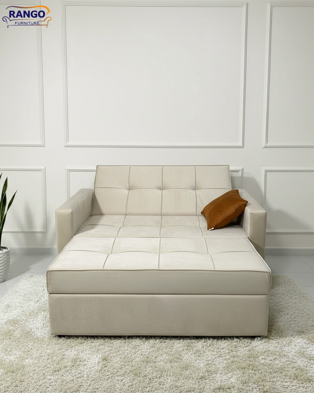 Rango Furniture Sofa Bed Drawer Beige 1.50Width 85 cm Depth Bed Length 1.85cm