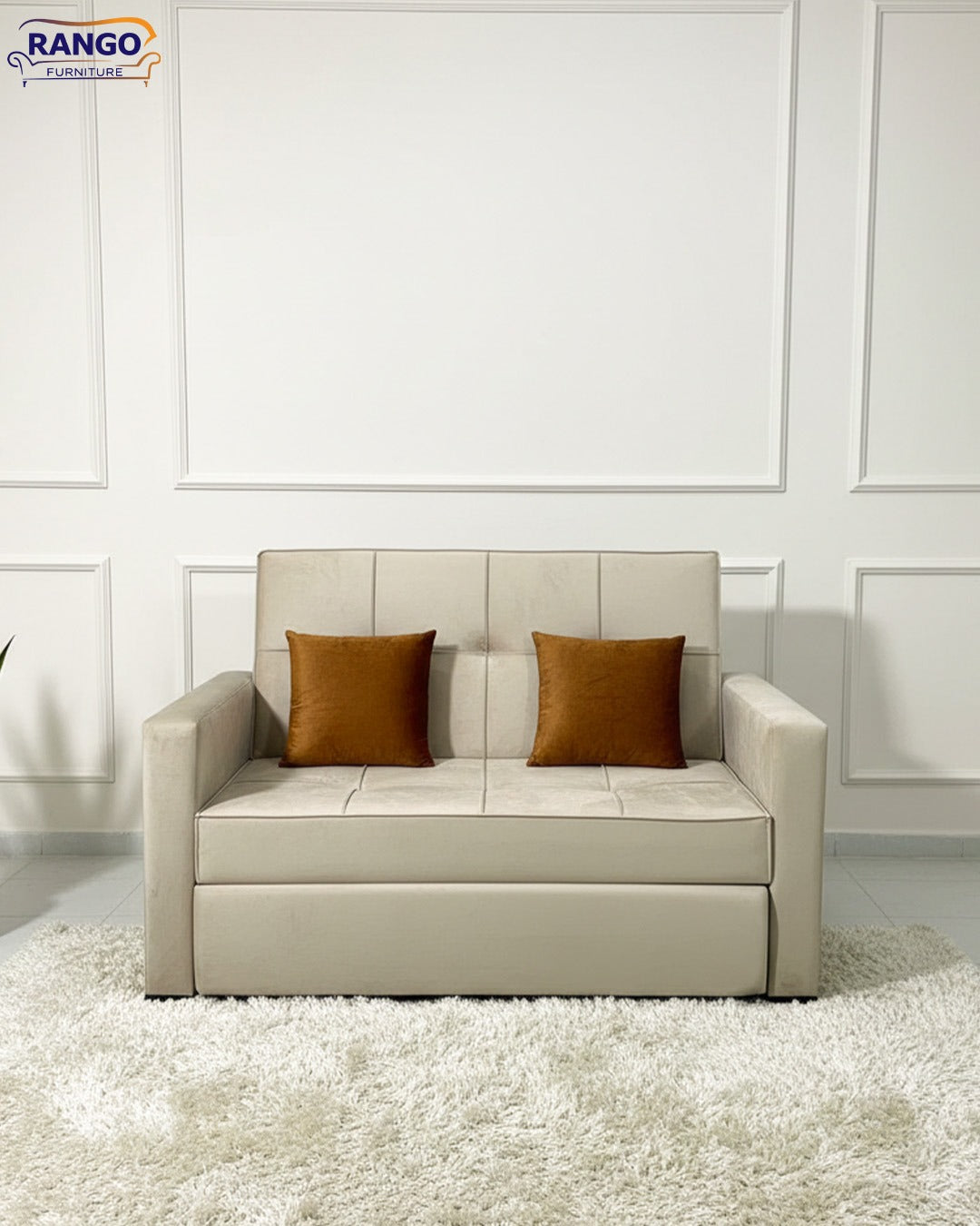 Rango Furniture Sofa Bed Drawer Beige 1.50Width 85 cm Depth Bed Length 1.85cm