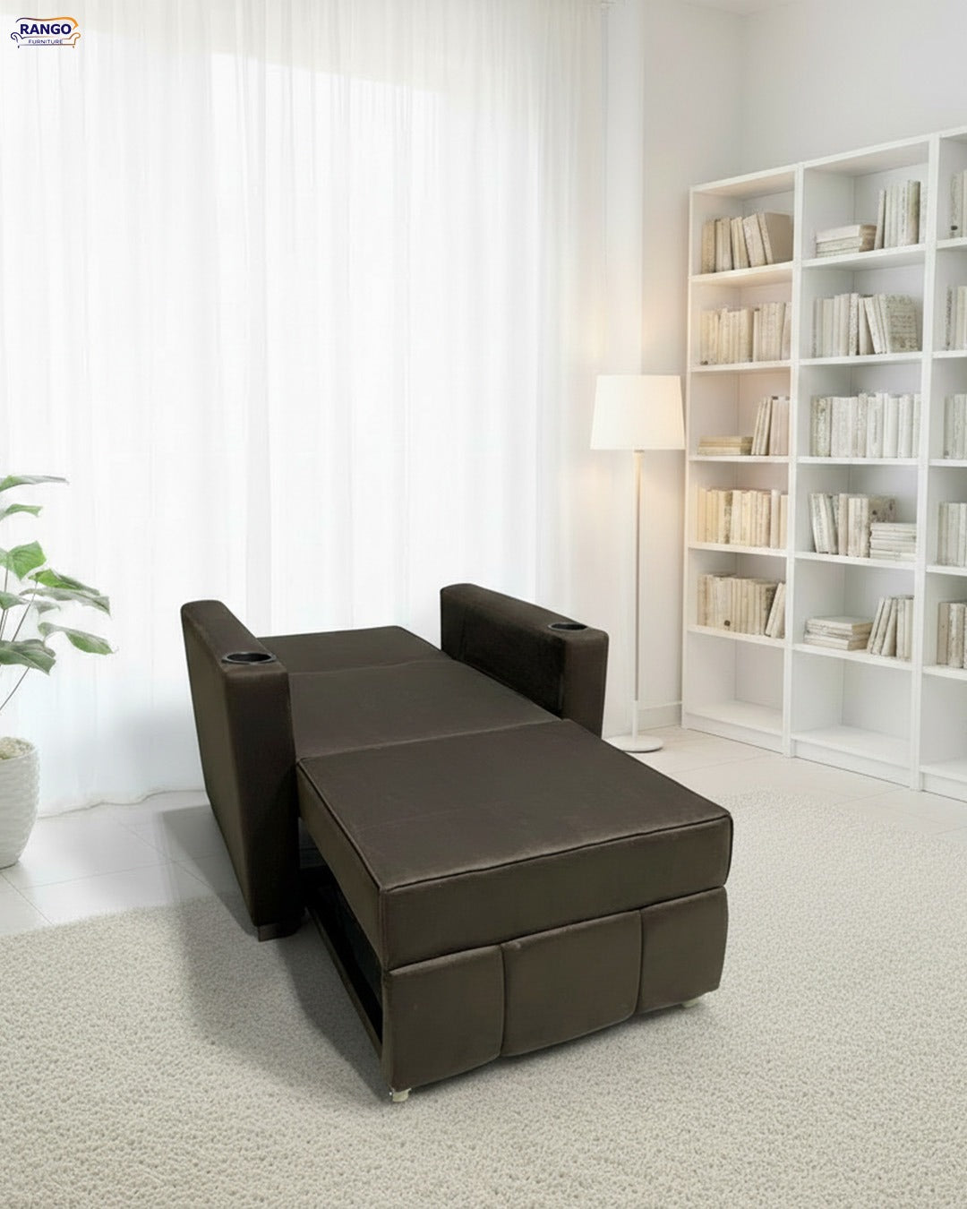 Chair-bed with drawer from Rango Furniture. Width 90, Height 95, Length 185, Depth 80. Color: Brown