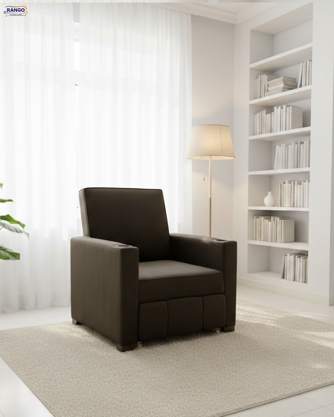 Chair-bed with drawer from Rango Furniture. Width 90, Height 95, Length 185, Depth 80. Color: Brown