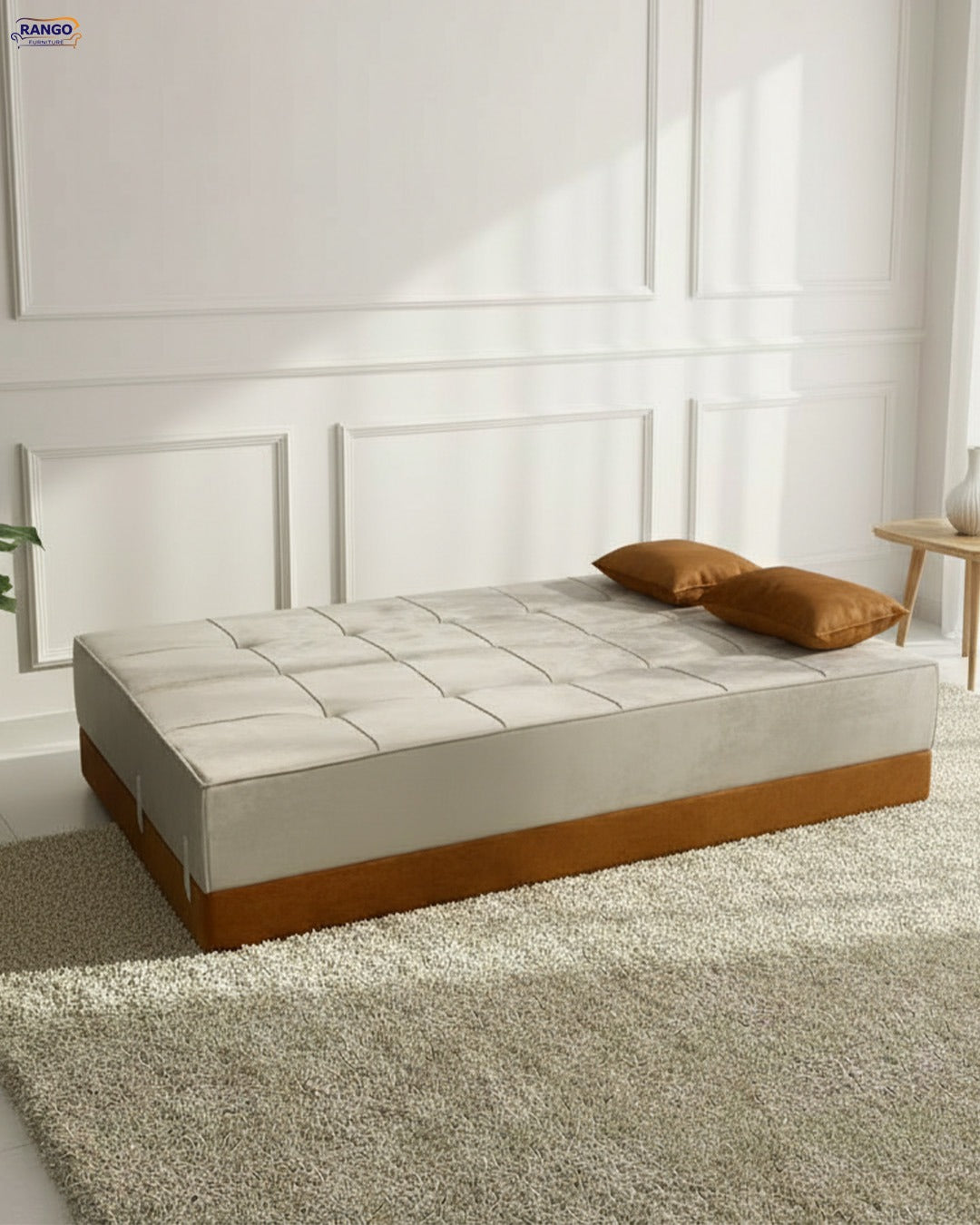 "Sofa bed by Rango Furniture, perfect for living rooms, guest rooms, and small spaces. Size: 120×190 cm, Color:Beige×Havan