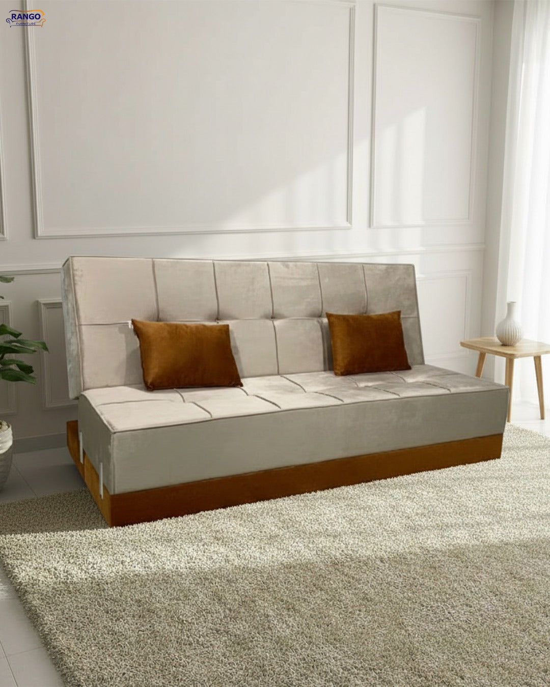 "Sofa bed by Rango Furniture, perfect for living rooms, guest rooms, and small spaces. Size: 120×190 cm, Color:Beige×Havan