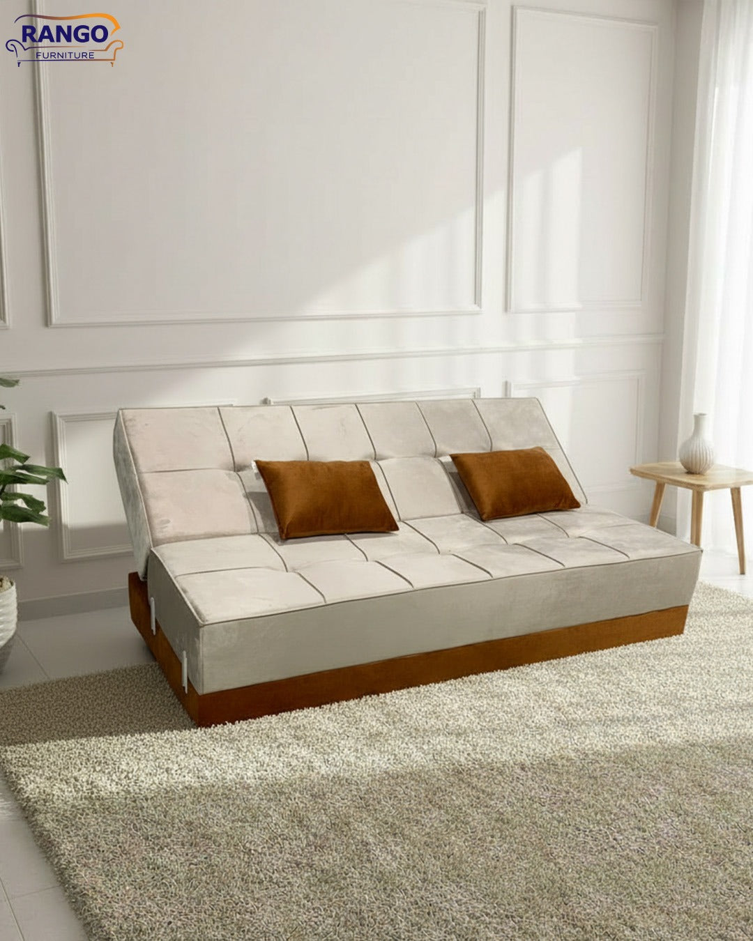 "Sofa bed by Rango Furniture, perfect for living rooms, guest rooms, and small spaces. Size: 120×190 cm, Color:Beige×Havan