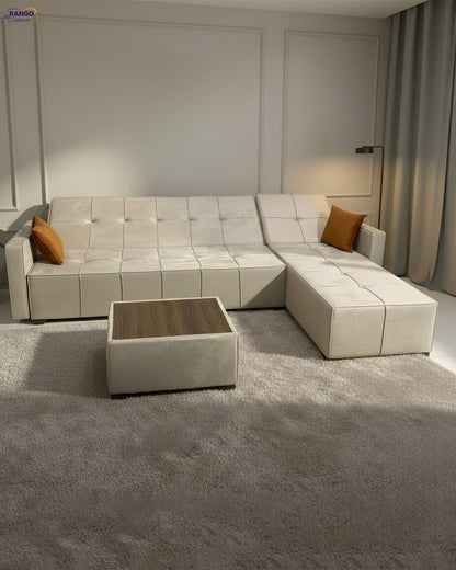 Rango L-Shape Sofa Bed (2.90×1.65 cm) for Living Rooms & Small Spaces - Beige