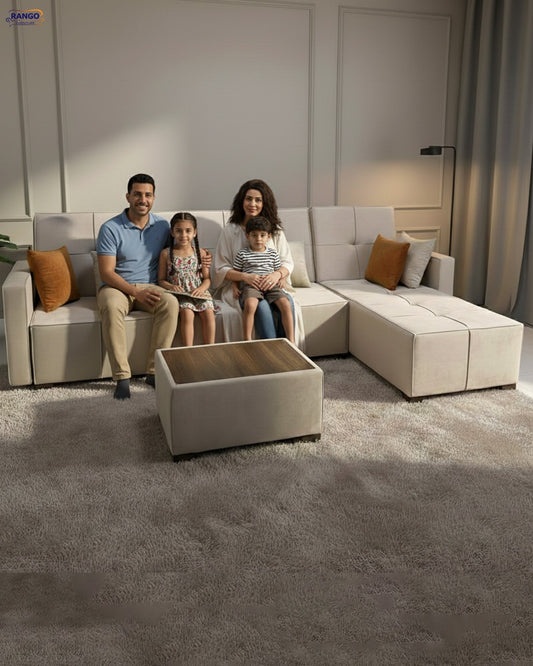 Rango L-Shape Sofa Bed (2.90×1.65 cm) for Living Rooms & Small Spaces - Beige