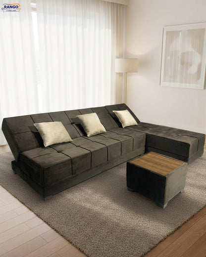 Rango L-Shape Sofa Bed (2.60×1.65 cm) for Living Rooms & Small Spaces - Brown