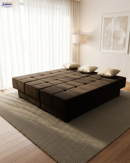 Rango L-Shape Sofa Bed (2.60×1.65 cm) for Living Rooms & Small Spaces - Brown