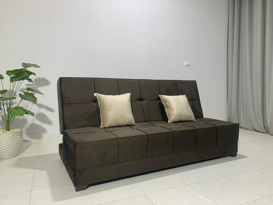"Sofa bed by Rango Furniture, perfect for living rooms, guest rooms, and small spaces. Size: 120×190 cm, Color: Brown