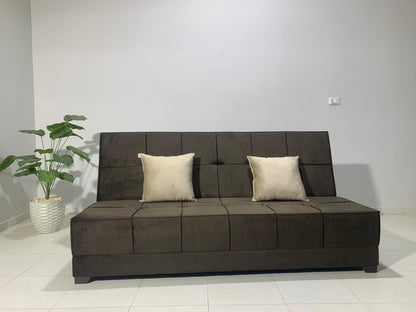 "Sofa bed by Rango Furniture, perfect for living rooms, guest rooms, and small spaces. Size: 120×190 cm, Color: Brown