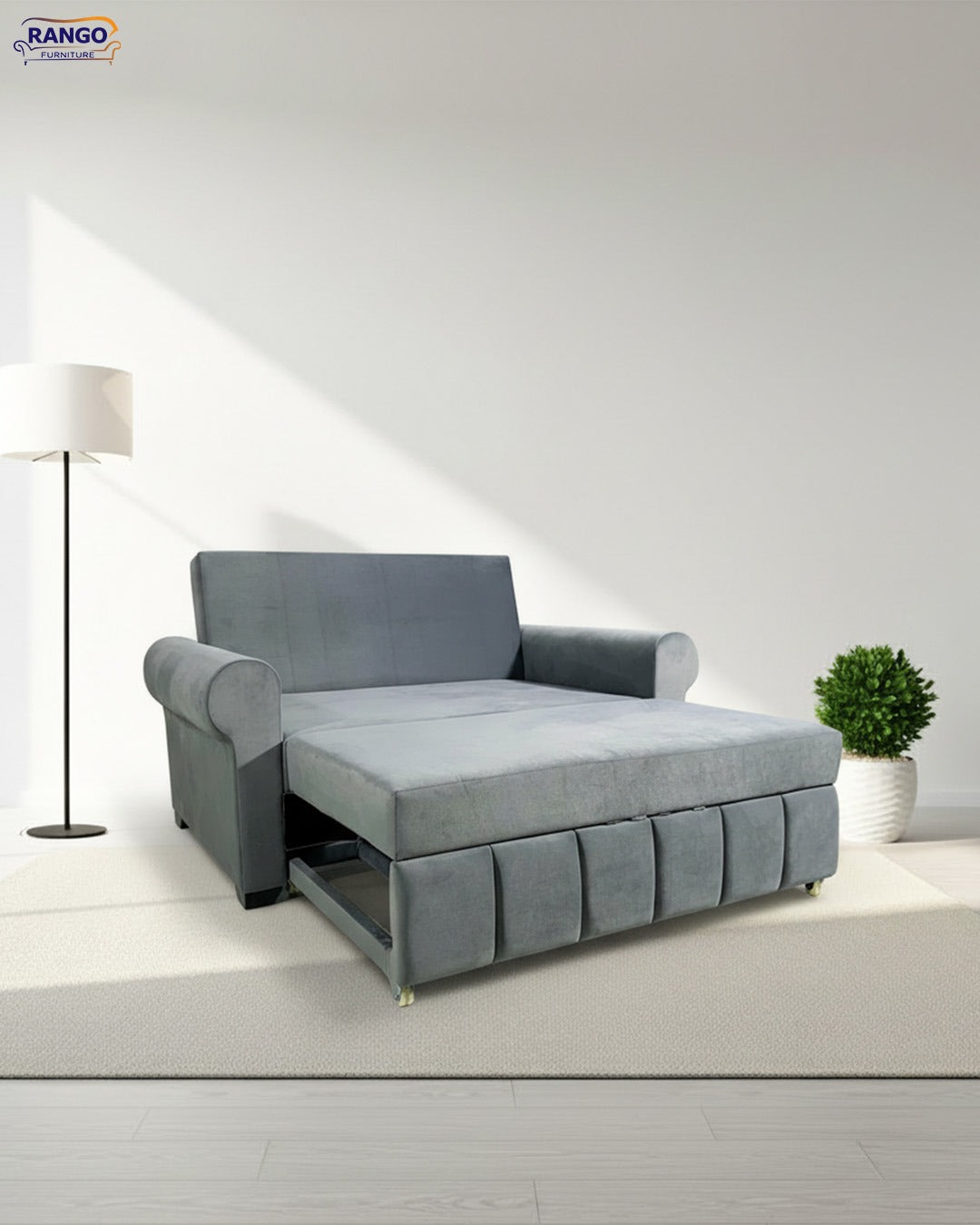 Rango Furniture Sofa Bed Drawer 1.50Width 85 cm Depth Bed Length 1.85cm Color gray