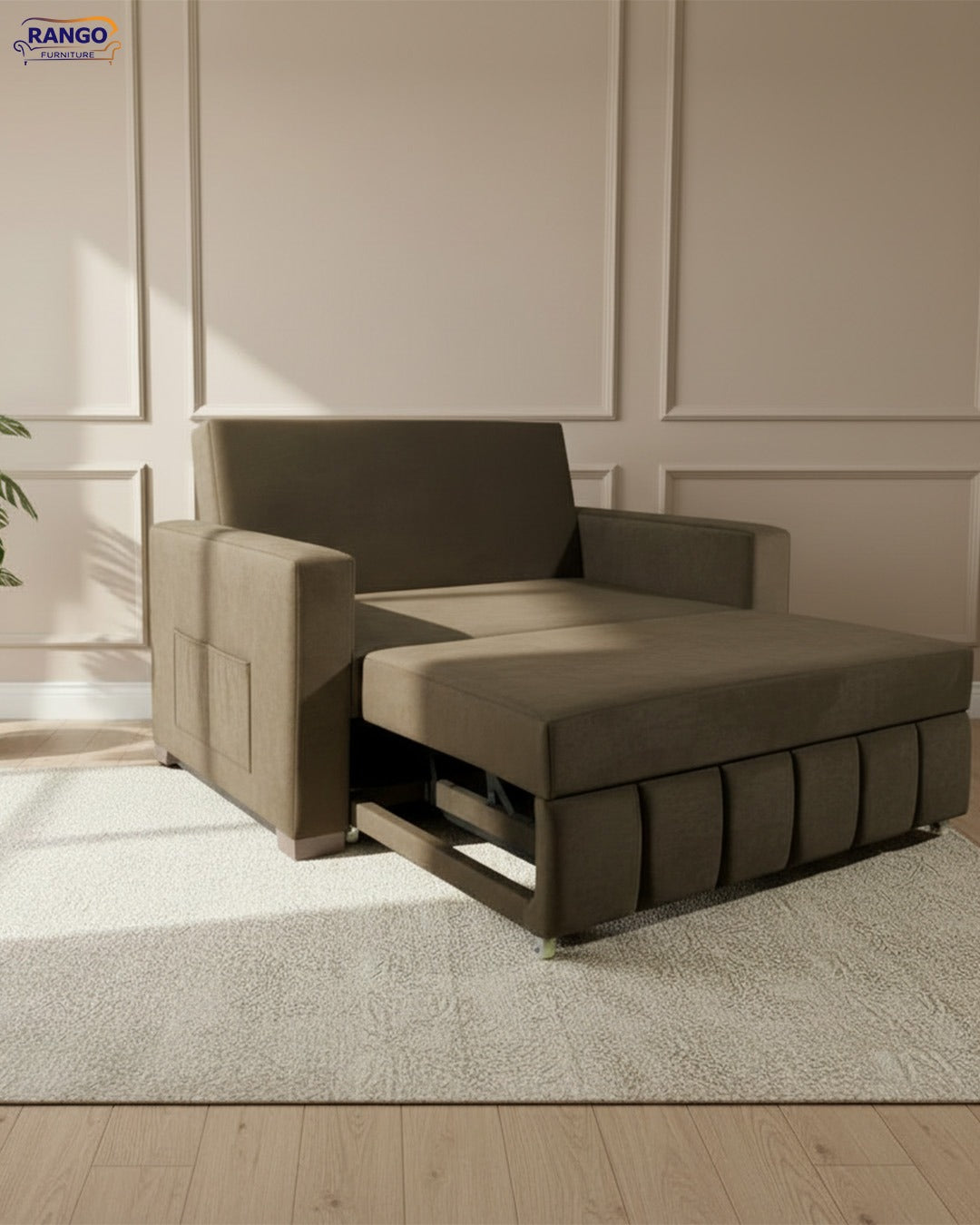 Rango Furniture Sofa Bed Drawer 1.50Width 85 cm Depth Bed Length 1.85cm Color Brown