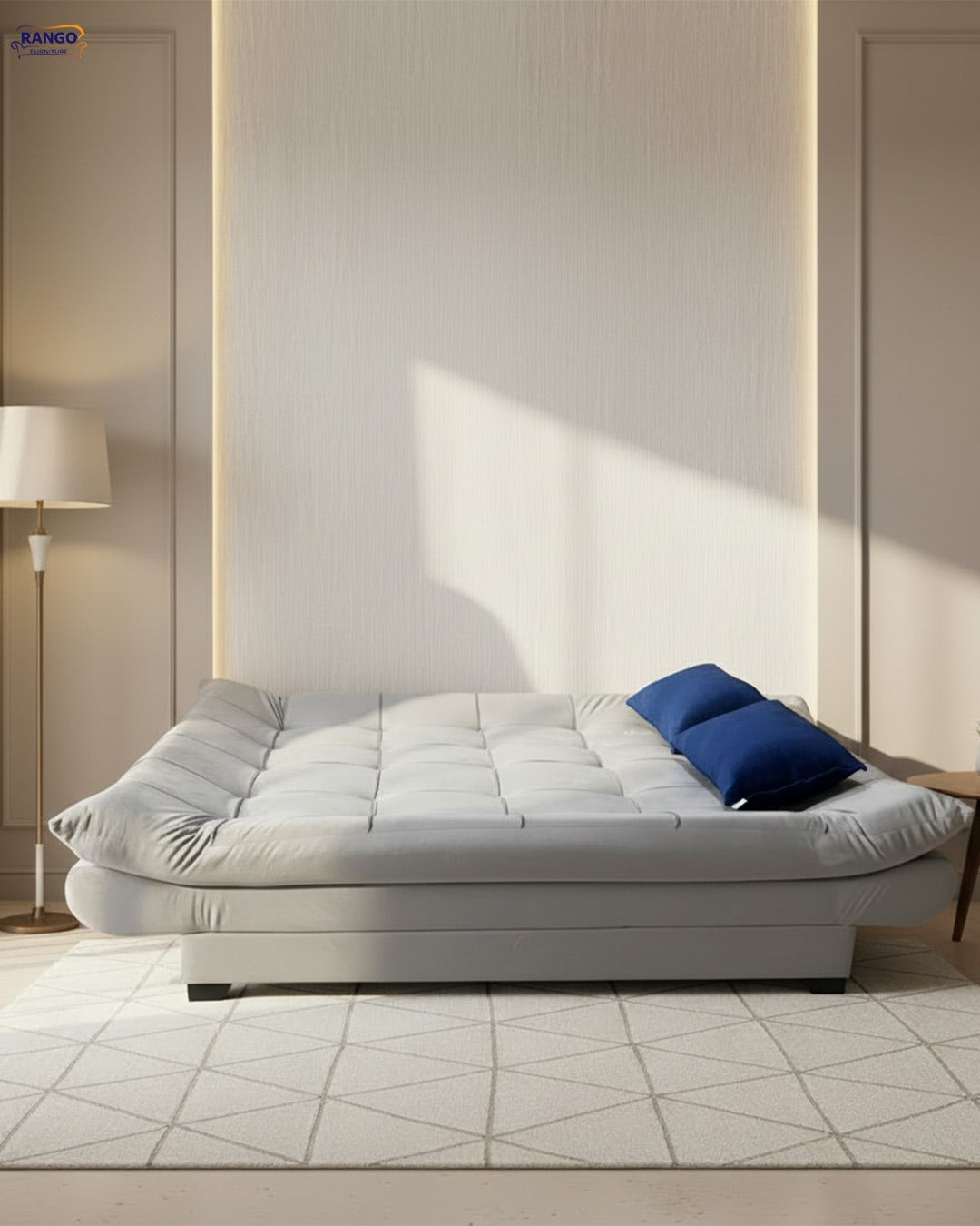 "Sofa bed by Rango Furniture, perfect for living rooms, guest rooms, and small spaces. Size: 120×190 cm, Color: Gray
