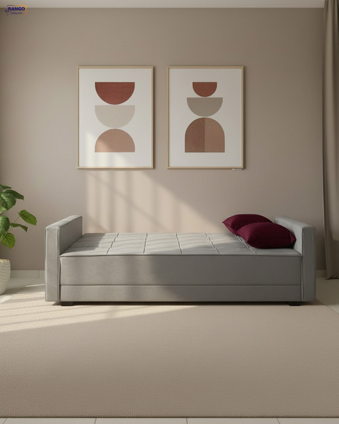Rango Furniture Sofa Bed – Perfect for living rooms, guest rooms, and small spaces. Dimensions: 120×210 cm. Color:Gray