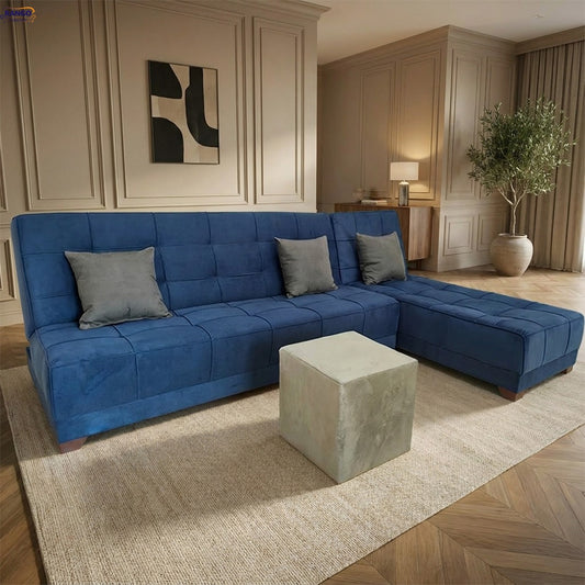 Rango L-Shape Sofa Bed (2.60×1.65 cm) for Living Rooms & Small Spaces - Navy