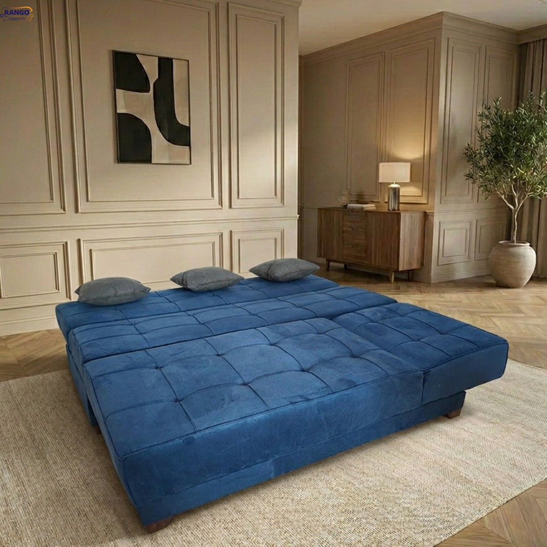 Rango L-Shape Sofa Bed (2.60×1.65 cm) for Living Rooms & Small Spaces - Navy