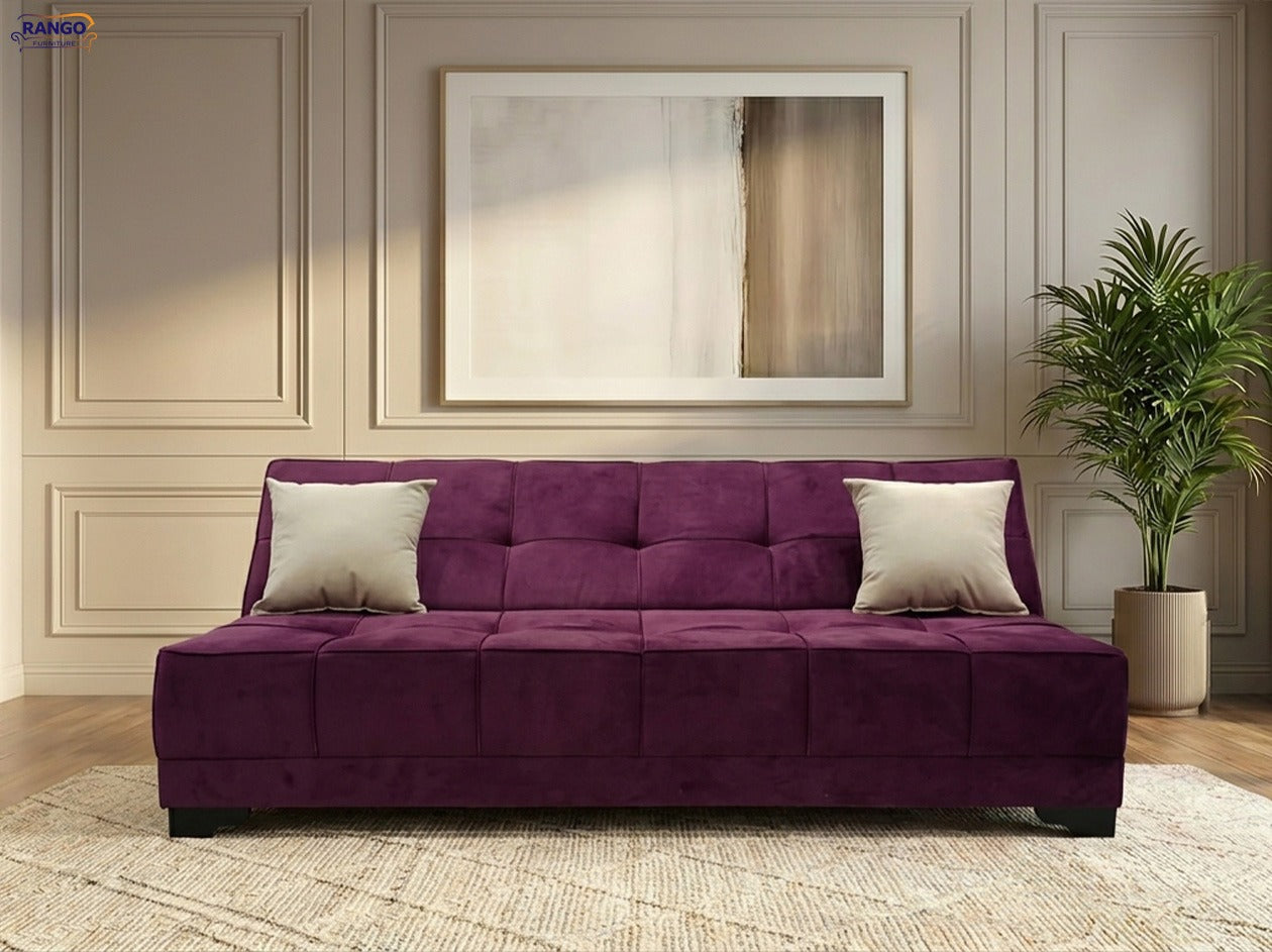 "Sofa bed by Rango Furniture, perfect for living rooms, guest rooms, and small spaces. Size: 120×190 cm, Color:Purple