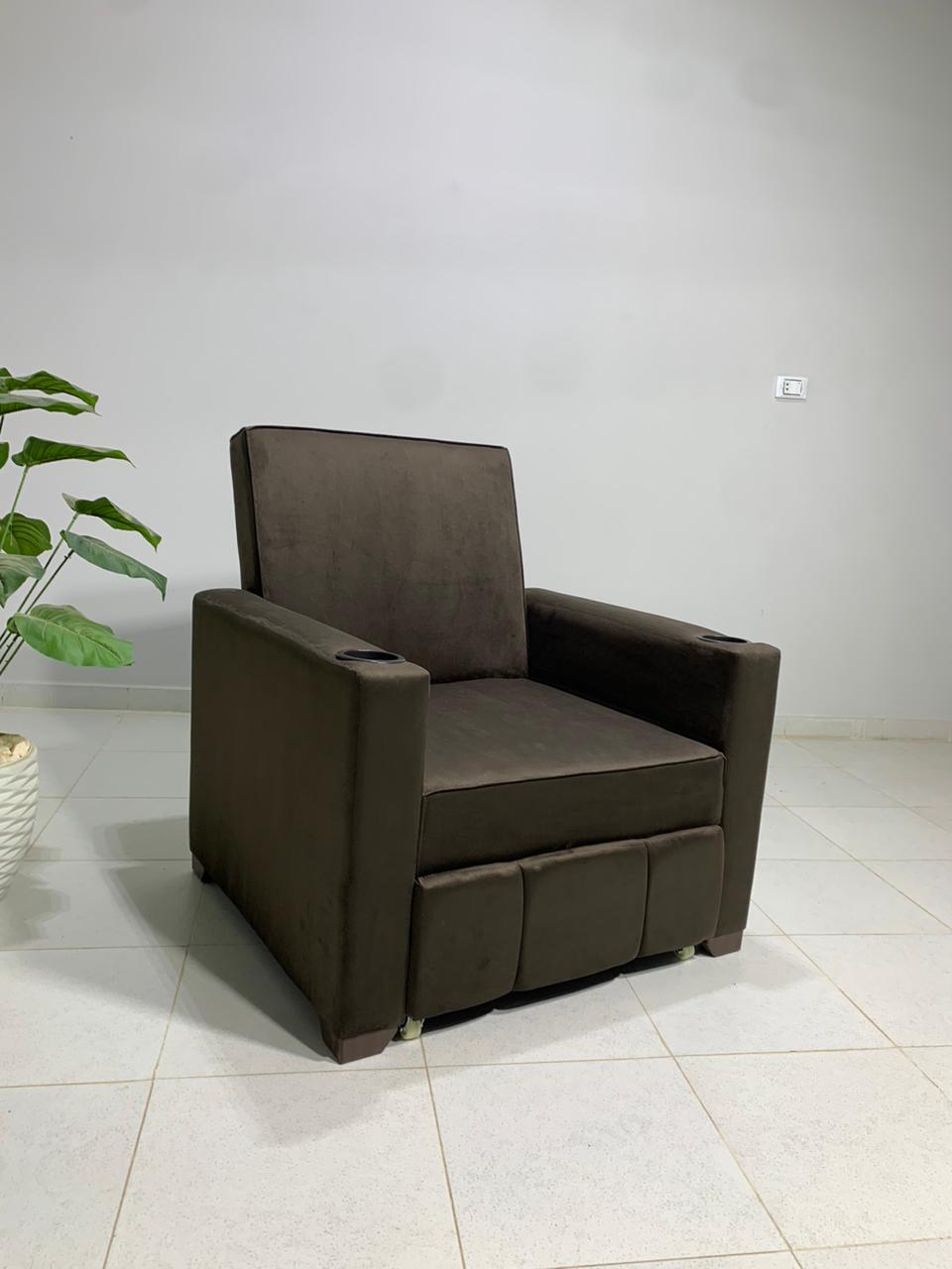 Chair-bed with drawer from Rango Furniture. Width 90, Height 95, Length 185, Depth 80. Color: Brown