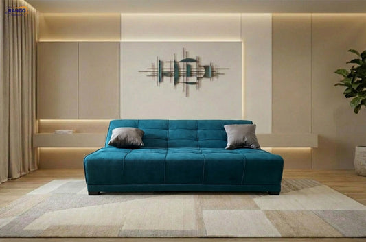 "Sofa bed by Rango Furniture, perfect for living rooms, guest rooms, and small spaces. Size: 120×190 cm, Color: Teal