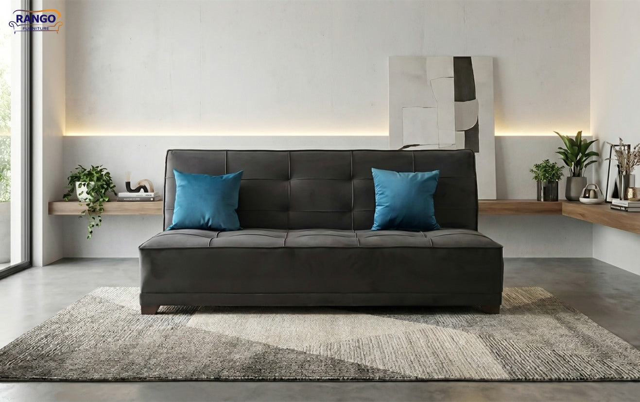 "Sofa bed by Rango Furniture, perfect for living rooms, guest rooms, and small spaces. Size: 120×190 cm, Color: Brown