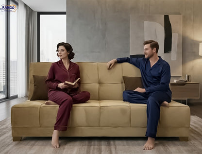 "Sofa bed by Rango Furniture, perfect for living rooms, guest rooms, and small spaces. Size: 120×190 cm, Color: Coffe
