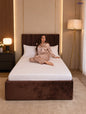 "Rango Furniture bed, featuring a design that combines quality and elegance. Color: Brown."