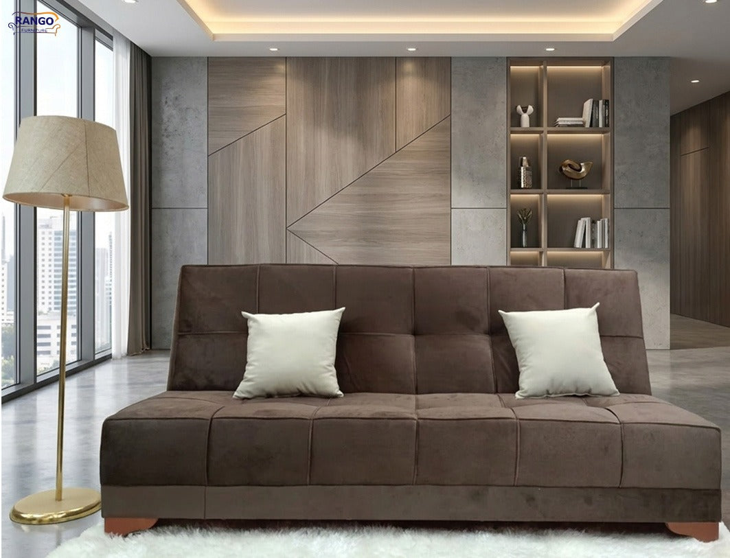 "Sofa bed by Rango Furniture, perfect for living rooms, guest rooms, and small spaces. Size: 120×190 cm, Color: Brown