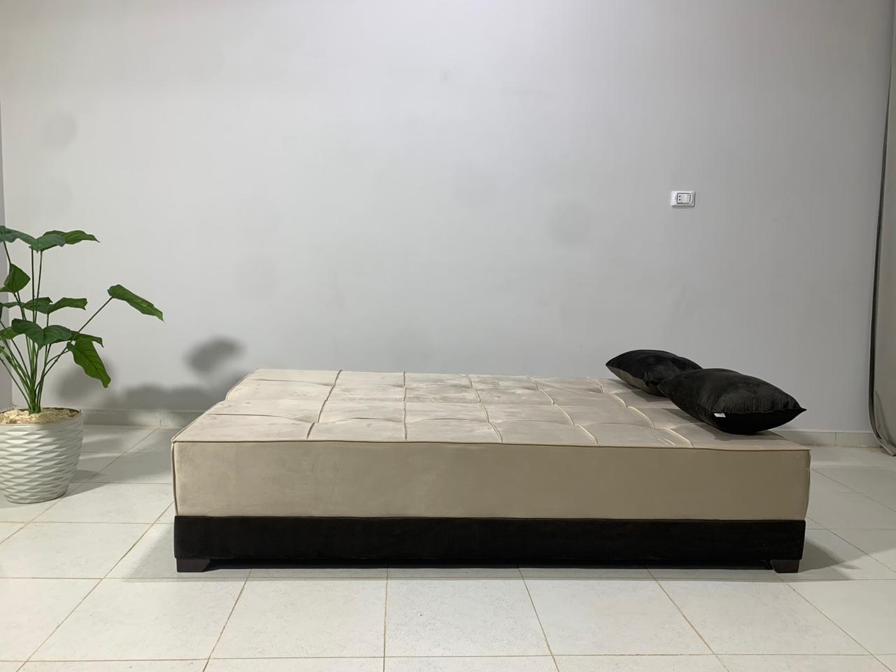 "Sofa bed by Rango Furniture, perfect for living rooms, guest rooms, and small spaces. Size: 120×190 cm, Color: Beige×Brown