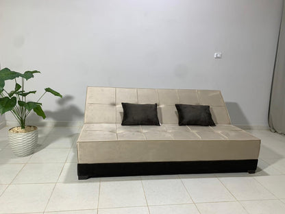 "Sofa bed by Rango Furniture, perfect for living rooms, guest rooms, and small spaces. Size: 120×190 cm, Color: Beige×Brown